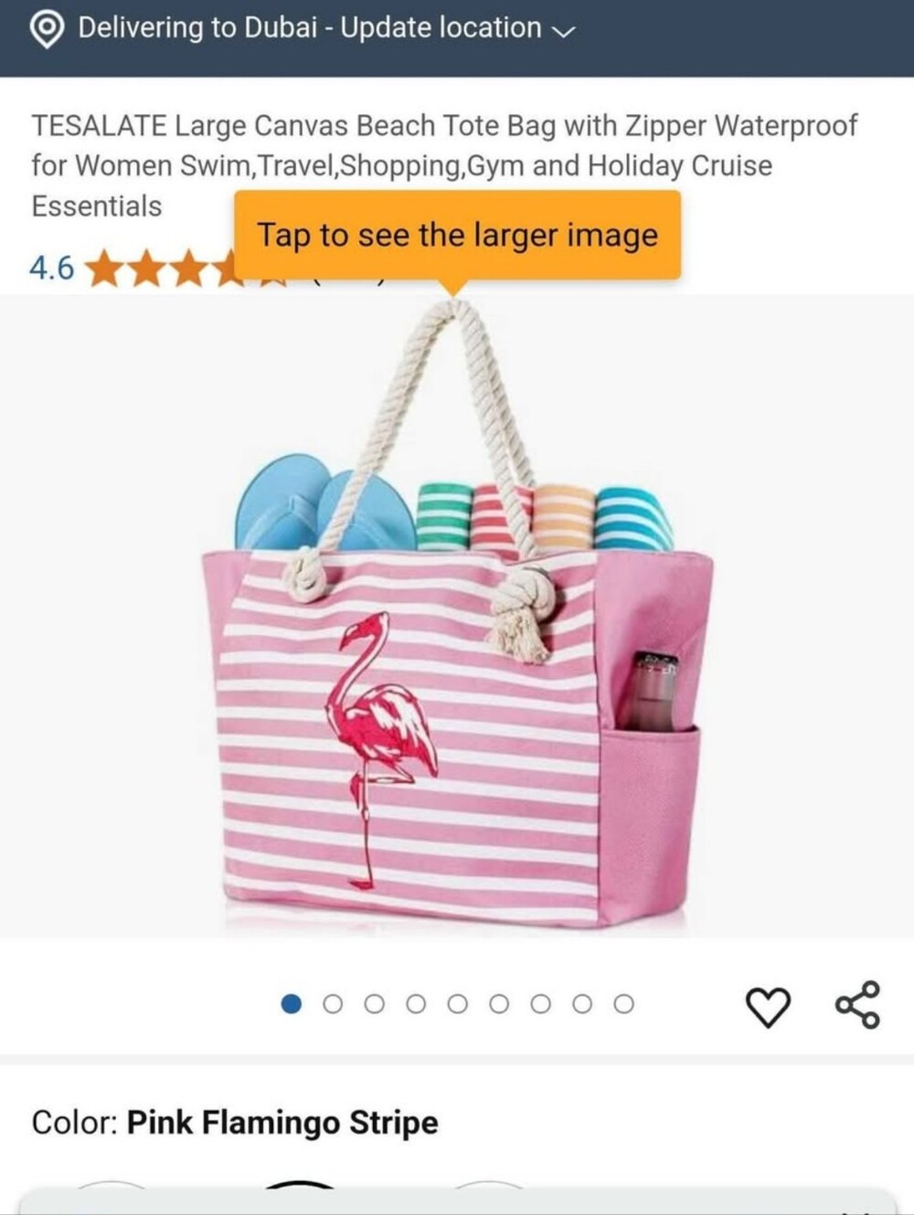 Pink Flamingo Stripe Canvas Tote Bag - Women's Beach Bag